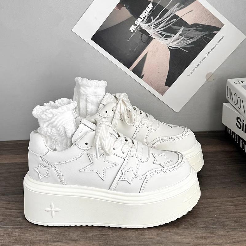 Small man thick-soled heightening little white shoes women's shoes 2025 new muffin shoes versatile ins trendy casual sports shoes