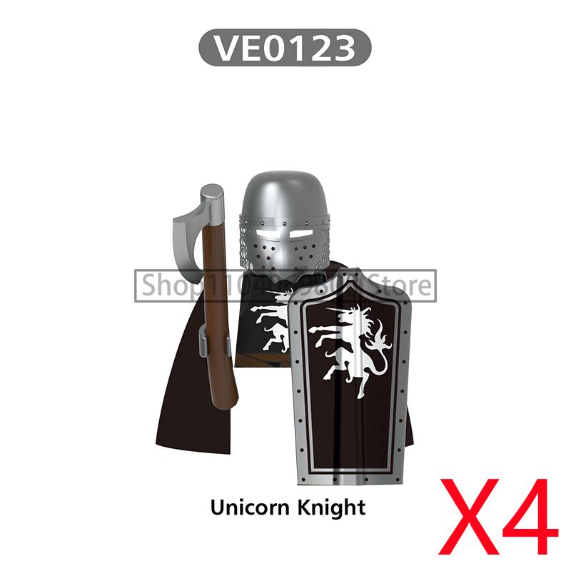 MOC Medieval Military Figures Building Blocks Castle Militia Soldier Dragon Gothic Knight Helmets Swords Shield Bricks Toys N06
