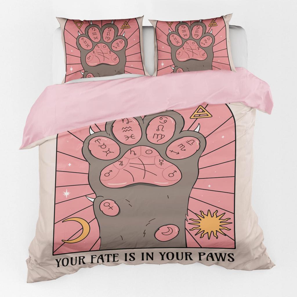 Color Abstract Cat Bedding Three-Piece Quilt Cover