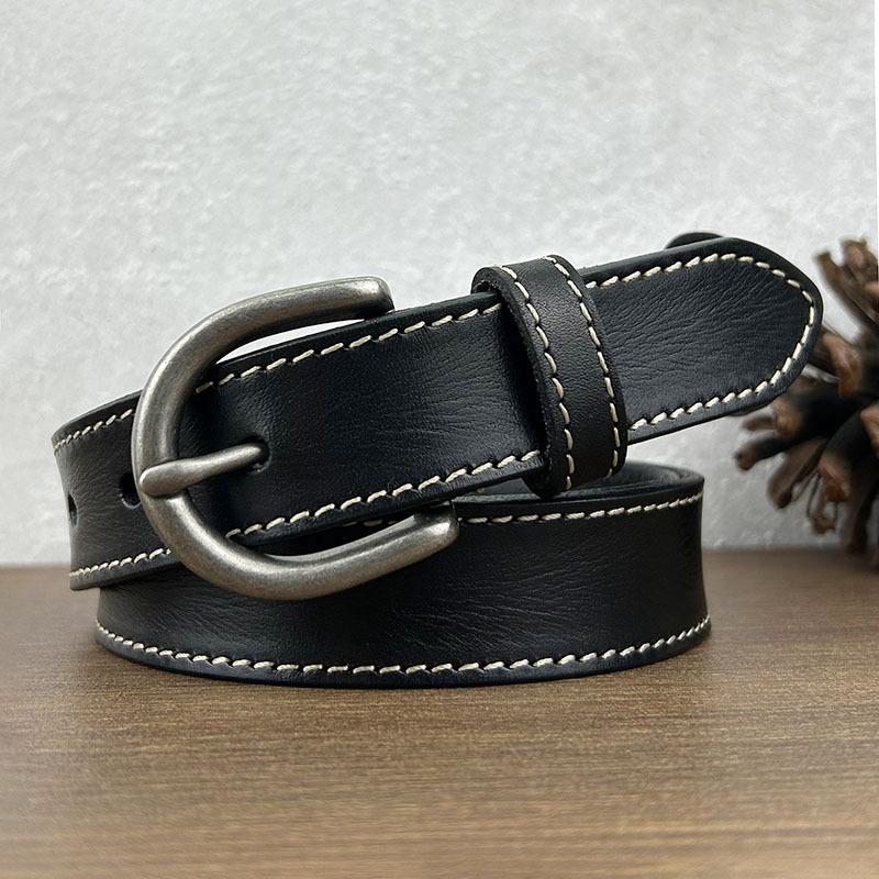 Retro Belt Women'S Leather Casual Pin Buckle Jeans Belt First Layer Cowhide Simple Belt Trendy