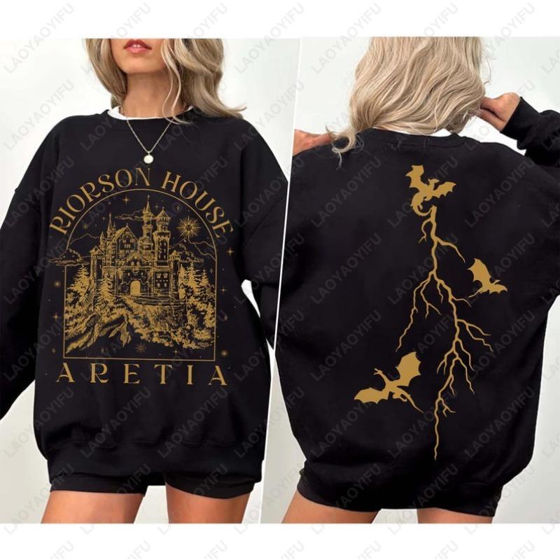 

Iron Flame Pullovers Fourth Wing Crewneck Hoodie Violet Sorrengail Silver One Basgiath War College Dragon Rider Bookish Pullover XL