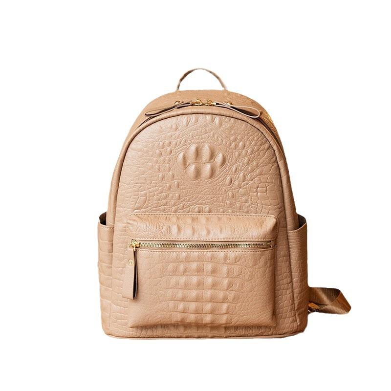 Women's Leather Bag Crocodile Shoulder Bag Travel Backpack