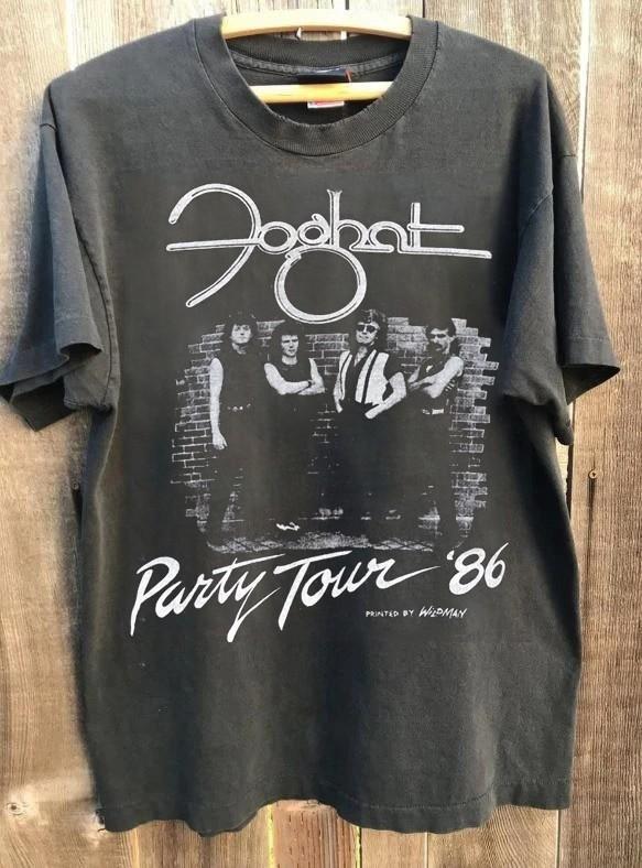 

80s Foghat Party Tour 1986 Charcoal basic style T shirt Men Women NH27664 Unisex T-Shirt XXL