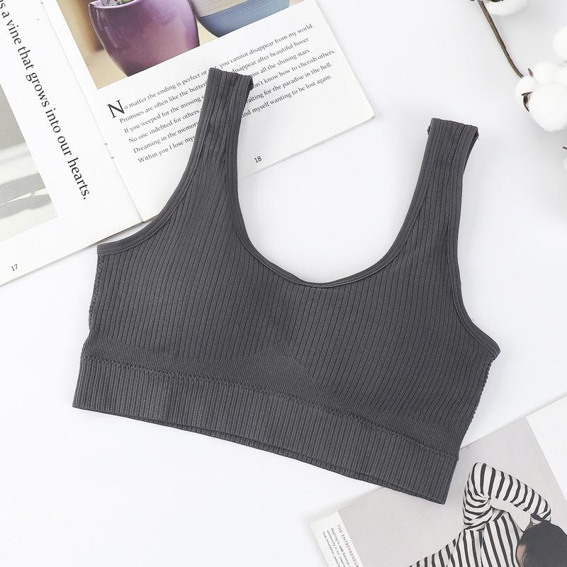 Soutien-gorge de sport bandeau sans couture côtelé à larges bretelles