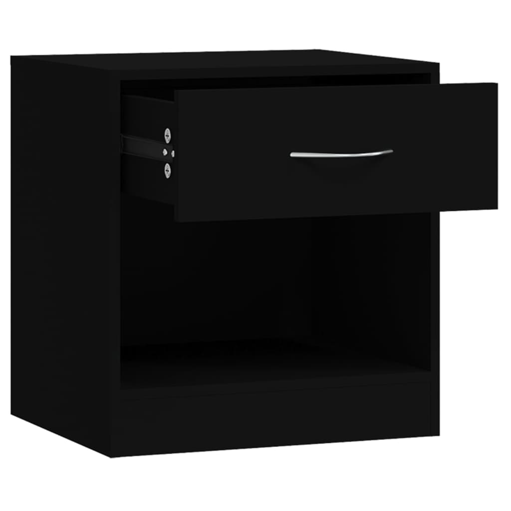 Nightstands (2 Pcs) with Drawer Black