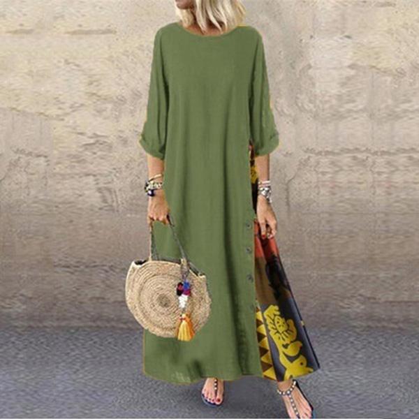 Plus Size Women’s Fashion Casual Loose Dress Big Swing Half Sleeve Long Dress Floral Holiday Maxi Dress Vestidos Longos Robe