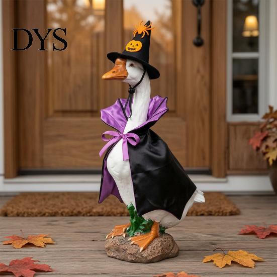 Lawn Decoration Goose Outfit 1 Set Halloween Outfit, Festive Clothes with Pumpkin Spider Pointed 23-inch Costume Hat, Porch for 23 Inch Statue Outdoor