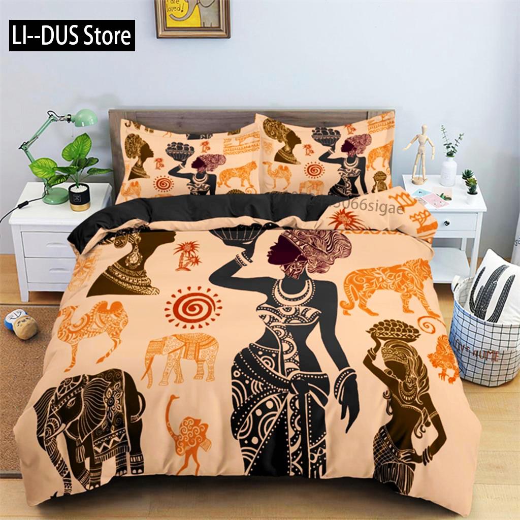 Duvet Cover African Woman Theme For Women Children Microfiber Exotic Comforter Cover Ethnic Afro Bedding Set Room Decoration