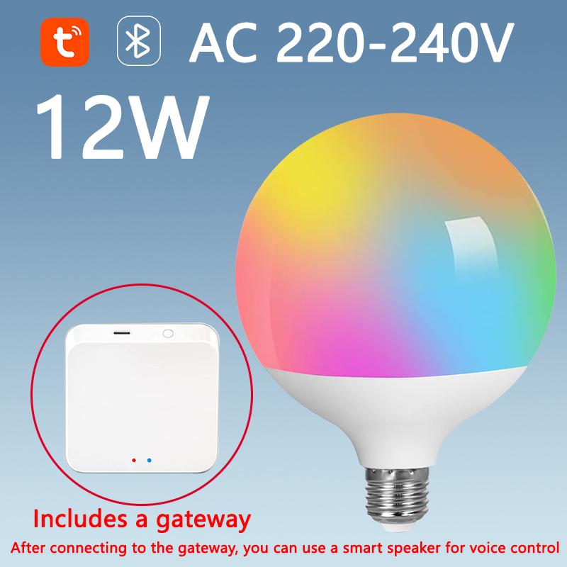 Tuya Bluetooth Smart LED Bulb Dimmable E27/B22 Bulb G80 RGBCW Color Changing Light Intelligent Life APP Group Control Timing