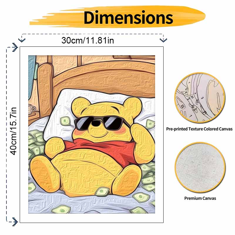 Disney Oil Painting Kit Painting Art Winnie the Pooh Bedroom Wall Decoration Handmade Diy Gift, Luxury Relaxation