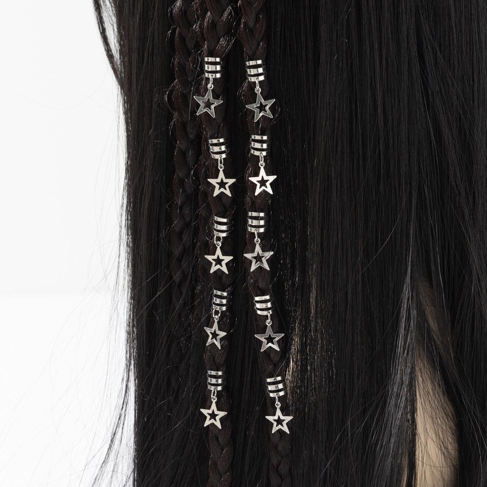 10pcs Dread Locks Hollow Out Hair Ring Star Shape Hair Braid Tubes Dreadlocks Beads Men