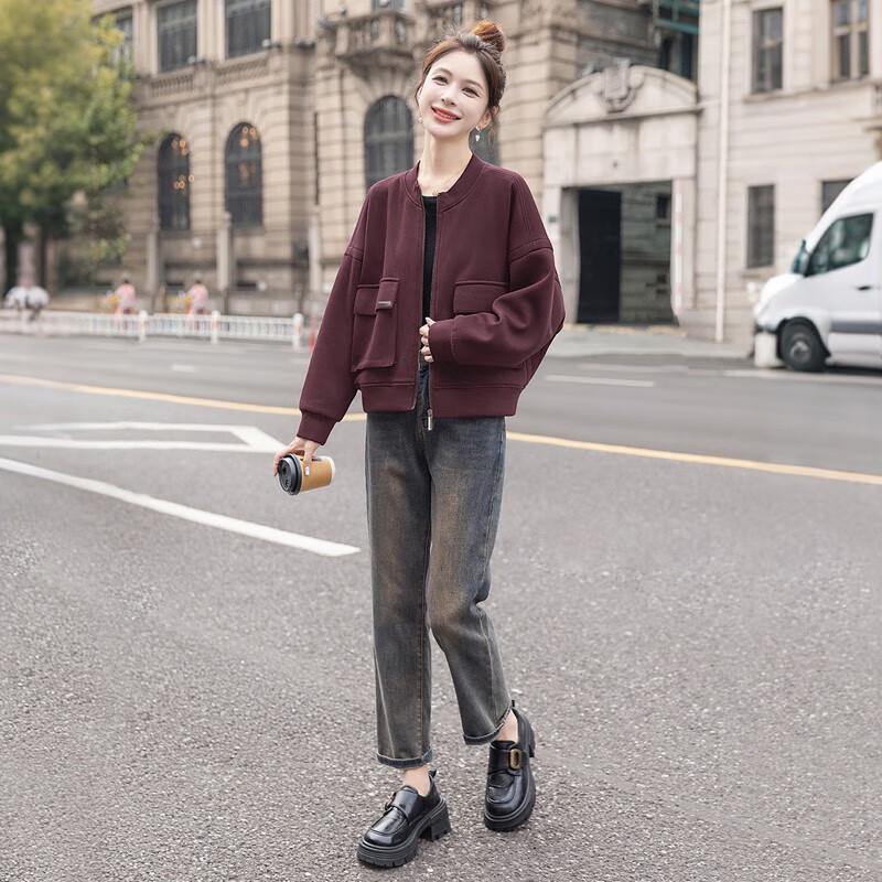 Women's Round Neck Zipper Jacket