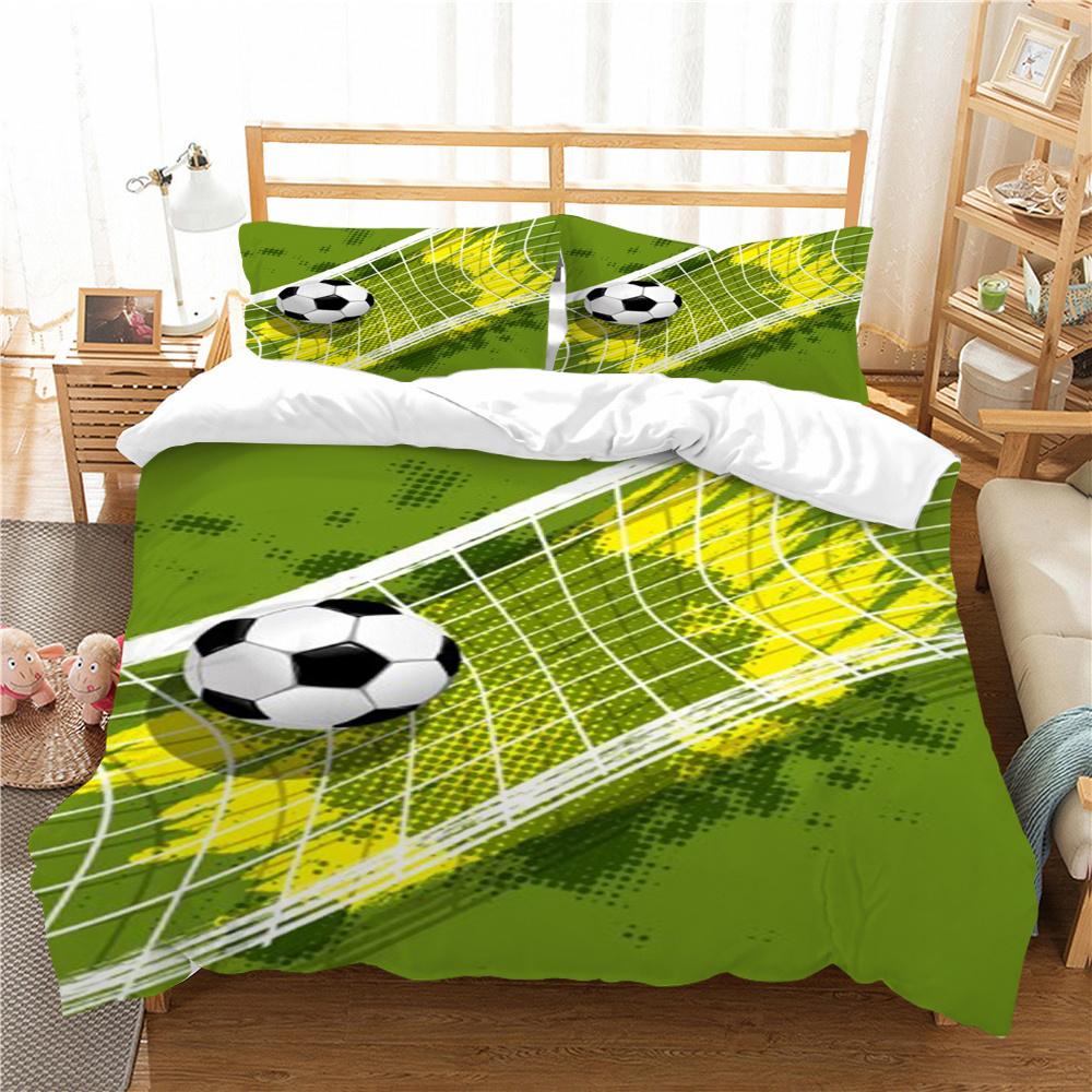 Garnitur Poszewek na Pościel z Nadrukiem 3D Piłki Nożnej Domowa Pościel Queen King Size Chłopiec Mężczyzna Nastolatek Dzieci Luksusowy Zestaw Poszewek na Kołdrę