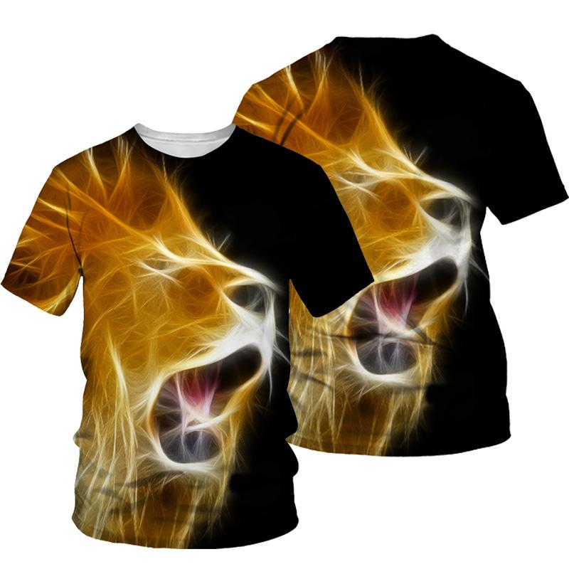 3D Lion Print T-shirt Men Summer New O Neck Short Sleeve Tees Tops Fashion Style Male Clothes Casual T-shirts