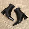 Pointed Toe Women Ankle Boots 2025 New Autumn Elegant Outdoor High Heels Shoes Women Zippers Designer Short Boots Ladies