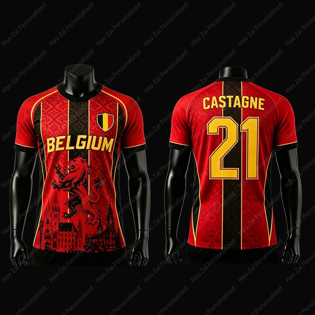2026 Belgium National Team Fan Jerseys/T-Shirts—De Bruyne #7 Trossard #10 Lukaku #9: Kids' Adult and Unisex Sports & Casual Tops