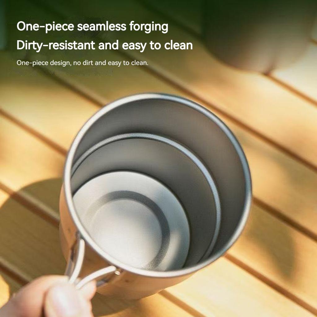 1-5pcs Titanium Coffee Cup Outdoor Camping Water Mug Ultralight Lightweight Portable with Folding Handle Tea Water Mug Tableware