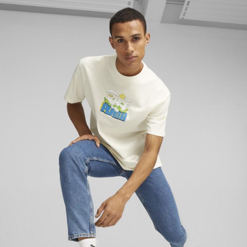 Puma Puma Xripndip Graphic ShorT Sleeve T shirT   Ivory 623513 65