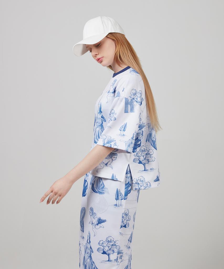 SSQR Women'S Print T-Shirt & Skirt Set Seska_Bl