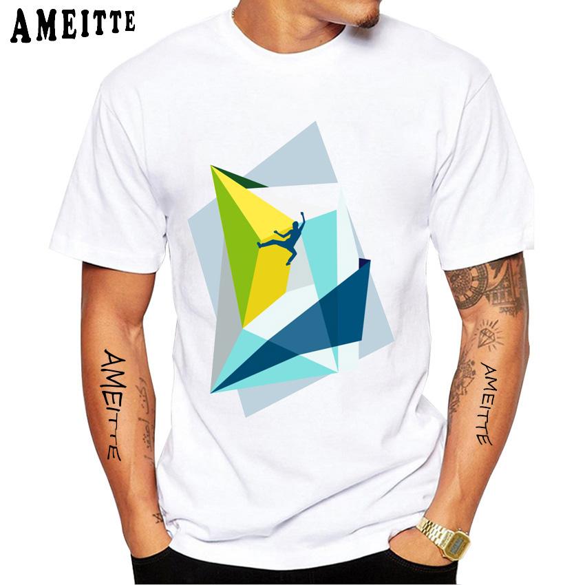 Rock Climbing Climber Funny 3d Print Classic Men T-Shirt New Men Short Sleeve Summer Sport White Casual Tees Hip Hop Tops