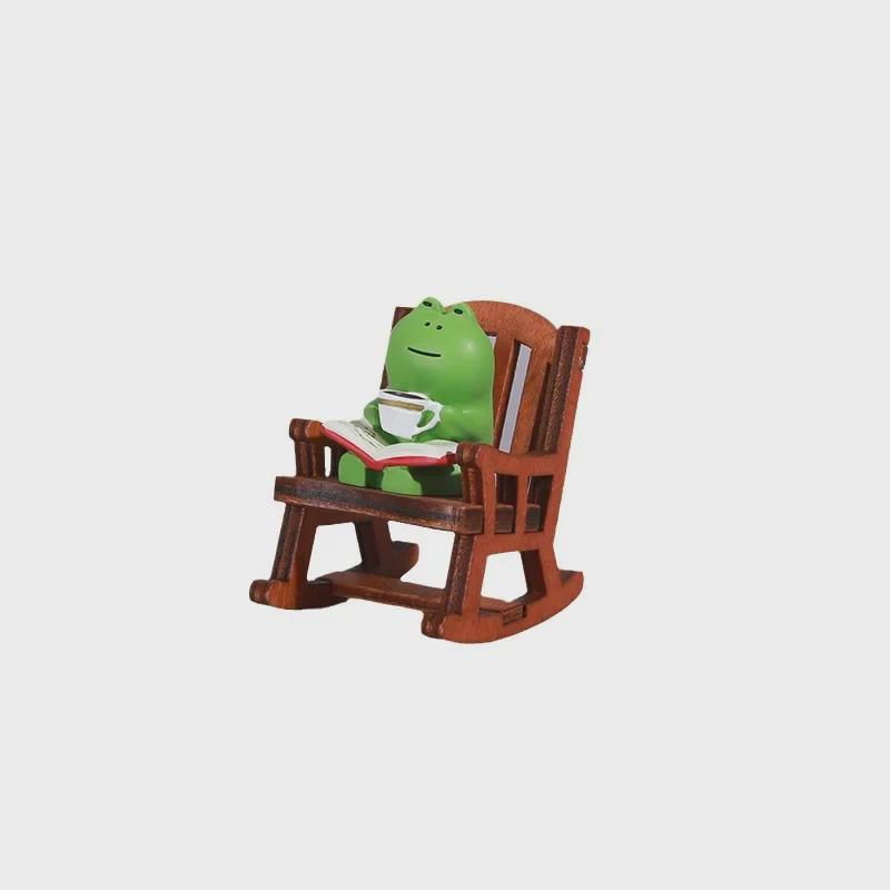 Japanese Frog Reading Rocking Chair Ornament - Cute Desk Decompression Gift Craft