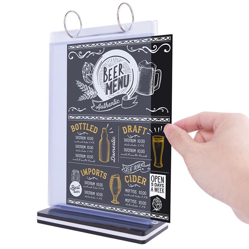 Card Doctor Acrylic Flip Page Table Sign: High-Definition Pull-Out Menu and Product Display for Wine & Drinks
