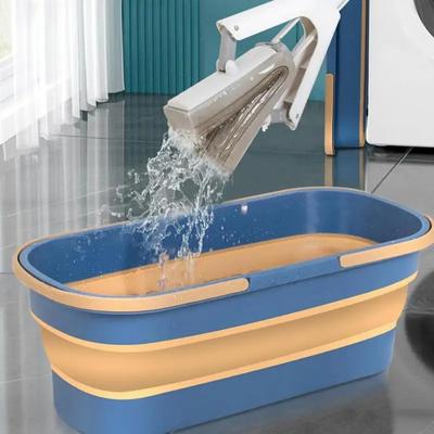 Portable Folding Mop Bucket Household Rectangular Flat Mop Bucket Durable Large Capacity Dry Wet Folding Bucket Home Supplies