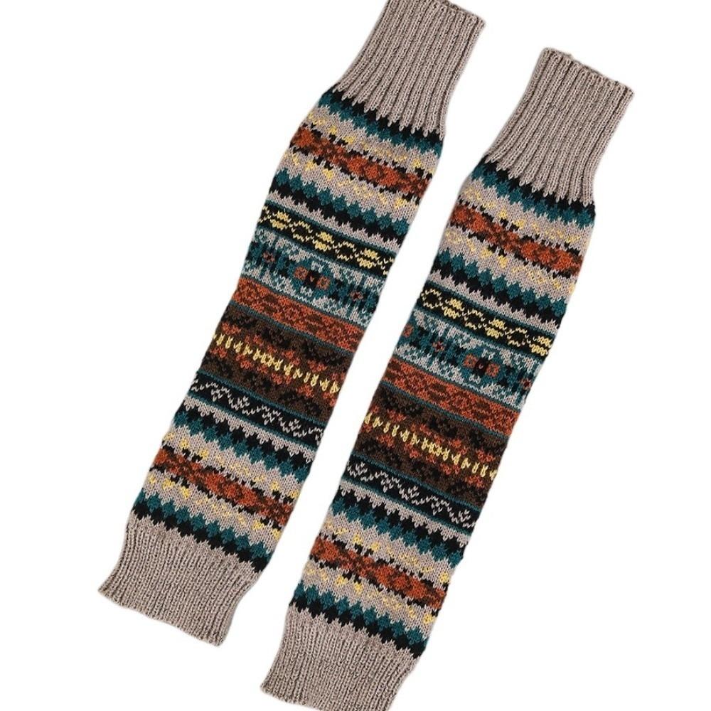 Bohemian Style Knitted Fingerless Sleeves Thickened Warmer Long Cuff Y2K Star Arm Cover  Winter