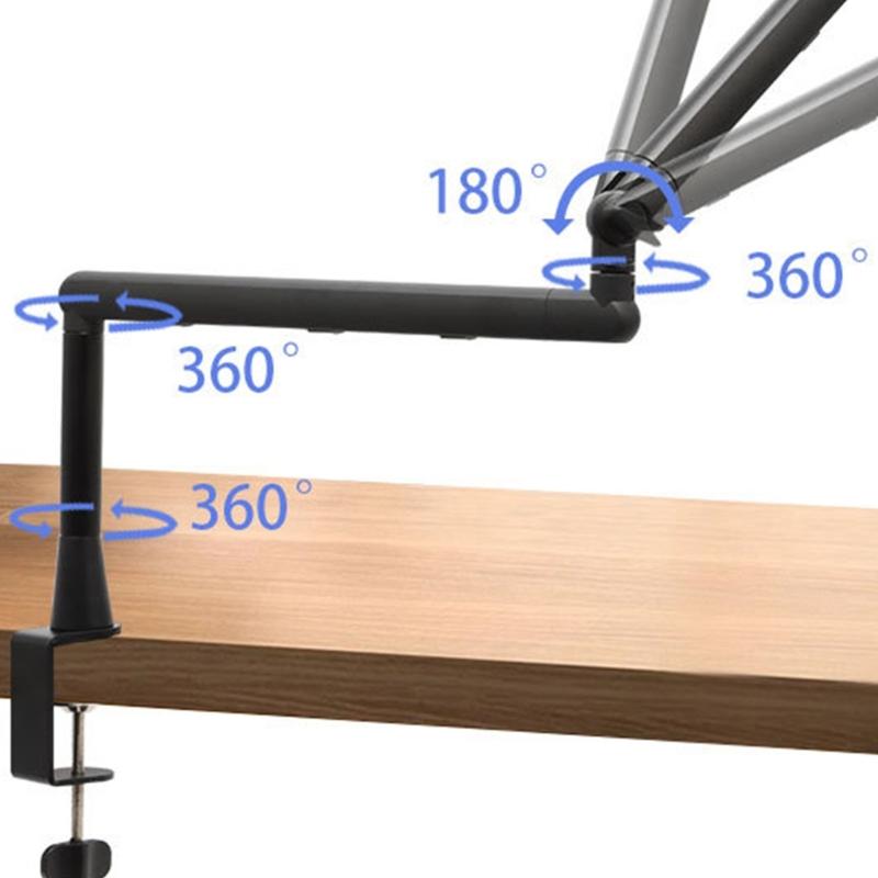 Foldable Portable Aluminum Mic Boom Stand Shake Proof Design Compatible for Smartphones Tablets Podcast Studio Use
