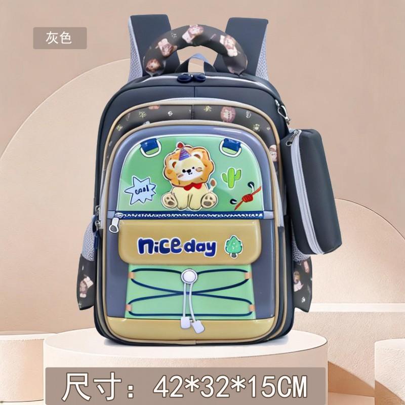 Lightweight Kids School Backpack Boys Girls Grade 1-6 Dual Compartment Nylon Oxford Bag With Padded Air Cushion Straps