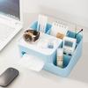 Tabletop Tissue Box Makeup Organizer Paper Box Cover Desktop Storage Box Phone Holder Cosmetic Storage Rack Napkin Holder