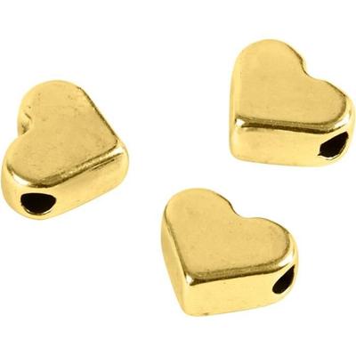 Gold-plated Metal Heart Beads - 5.5 X 7 Mm - 3 Pcs