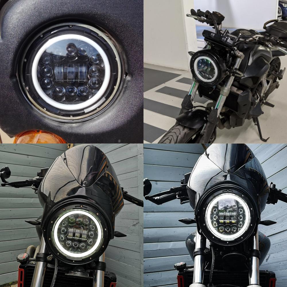 7 Inch Motorcycle Headlight LED Lights Halo DRL Lamp For Royal Enfield Himalayan 400 411 650 350 Cafe Racer 7" Moto Headlight.