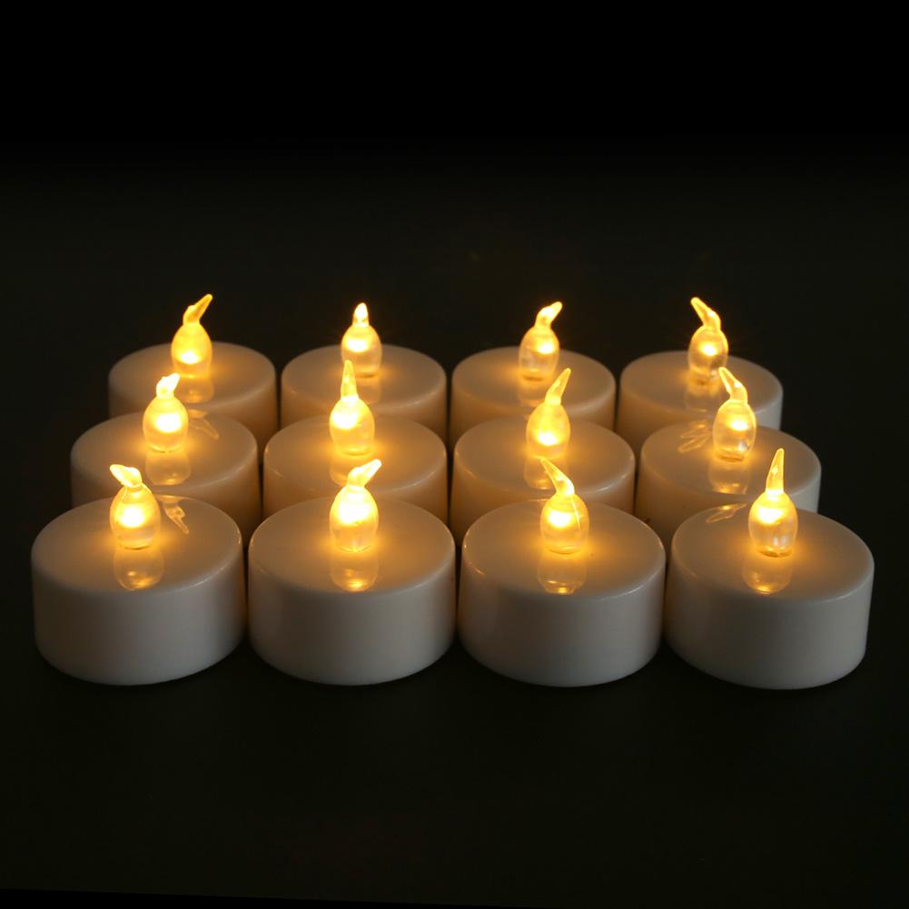 Candles 12/24 Pack Warm Yellow Flameless LED Tea Lights Battery Operated 200+Hours For Aniversary Wedding Home Table Decoration