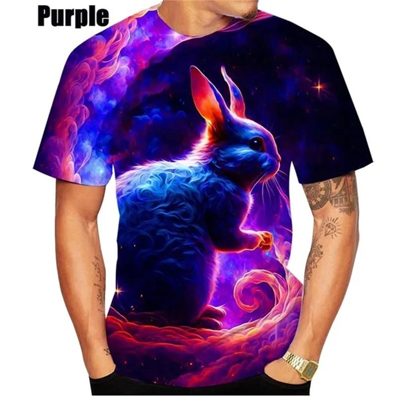 Cute Animal Rabbit Pattern T Shirt For Men Flower 3D Printed Tees Summer Casual Round Neck