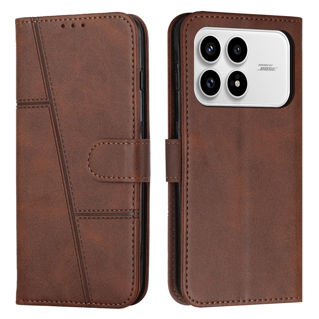 Leather Phone Case For Xiaomi Poco F8 Pro Foldable Stand Wallet Flip Cover with Strap