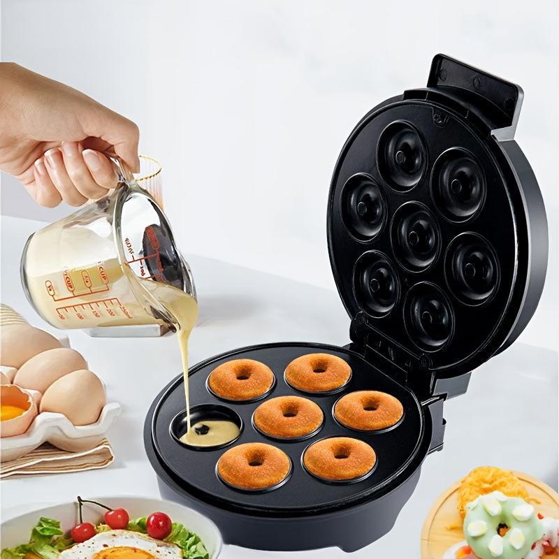 Donut Maker, Electric Non Stick Surface Makes 7 Small Doughnuts, Decorate Frost Ice Your Own for Kid Friendly Baked Dessert Treat