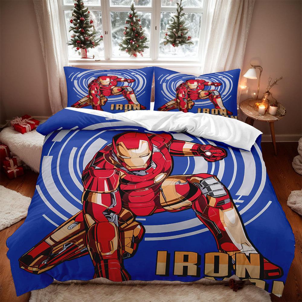 Iron Man Captain America Duvet Cover Pillowcase,BoyGirl Bedroom Decoration Bedding Set Children-Gift Single Double Large Size