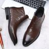 Fashion 2025 New Designer British-style Chelsea Boots for Men Solid Color Side Zipper Pointed Toe High-top Cow Leather Shoes Boots Man