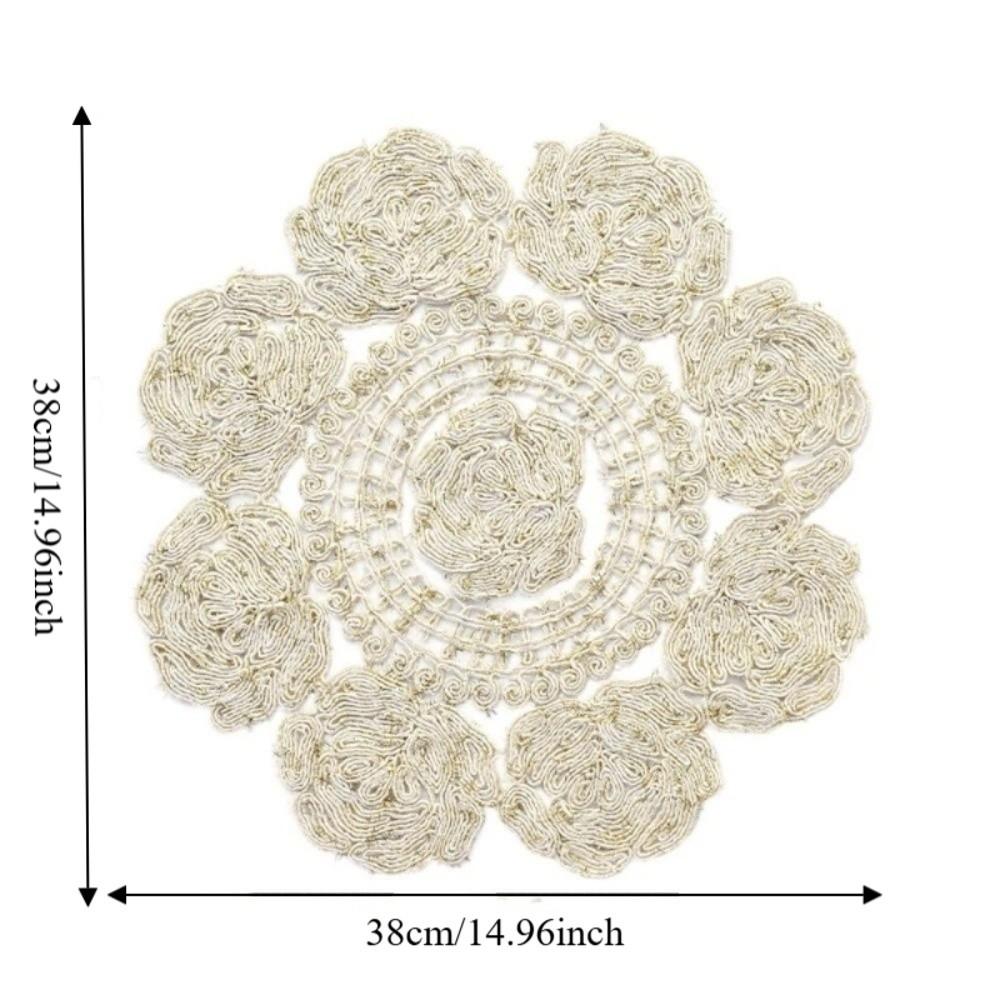 Hollowed-out Rose Embroidery Placemat Vintage Table Place Mats Lace Placemat Wedding Decor
