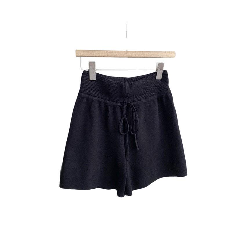 Damen Retro Koreanischer Stil Strickshorts - Lässig Herbst/Winter, Elastischer Bund, Vielseitige Schlankmachende Hose
