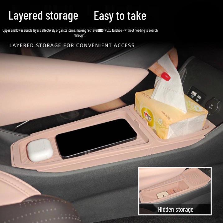BYD Seagull Center Console Lower Storage Box Organizer - Durable TPE Double Layer Holder