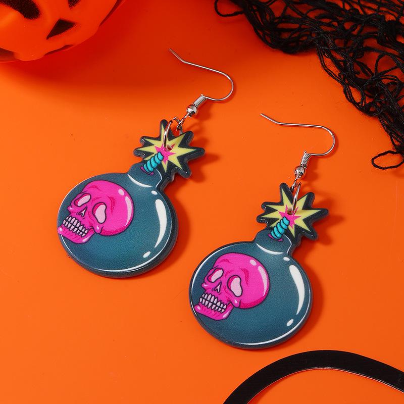 Dark & Quirky Skull Hand Bat Earrings - Creative Halloween Fashion for Women