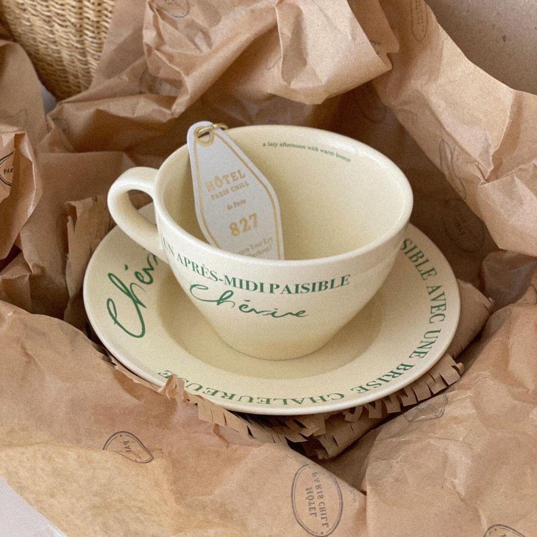 

Hotel827 Korean ins Same Style Vintage French Cream Coffee Cup and Sublimation Cup Cup Ceramic Tab Кружки для сублимации пустые Cia 301-400ml