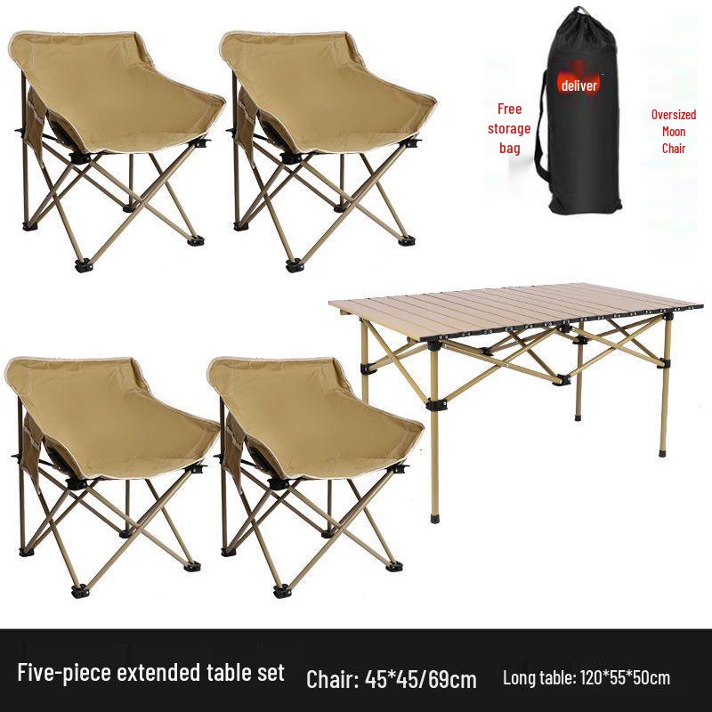 Outdoor Folding Camping Table & High-Back Chair Set