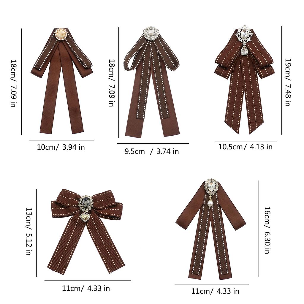 Coffee Brown Necktie Fashion School Uniform Bow Tie Solid Color Necktie for Women's Shirts