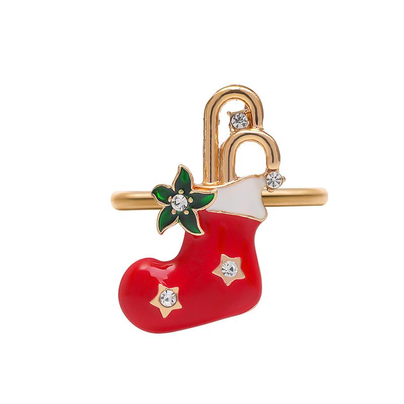 Christmas Napkin Ring Metal Xmas Bell Elk Napkin Holder Flower Wreath Rings Wedding Banquet Hotel Table Decoration Accessories