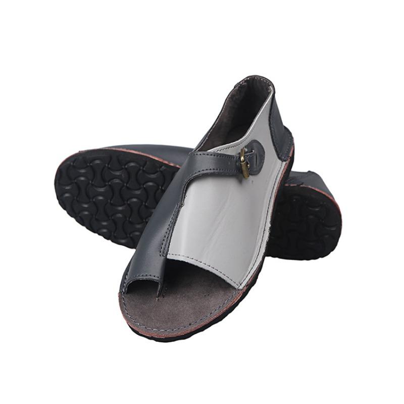 Wish Flat-bottomed Buckle Round Head Cuff Women's Large-size Sandals