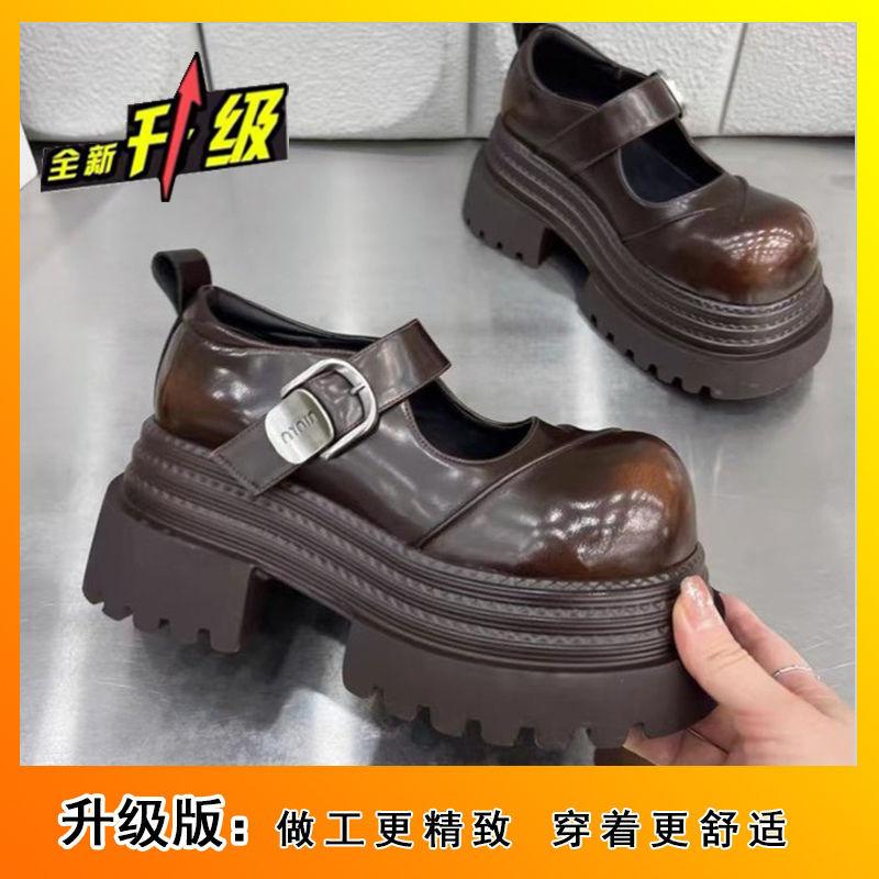 Internet Celebrity Niche Design Thick-soled Shallow Mouth Shoes 2025 New Mid-heeled High-end Marfried Street High-value Lizhen Single Shoes