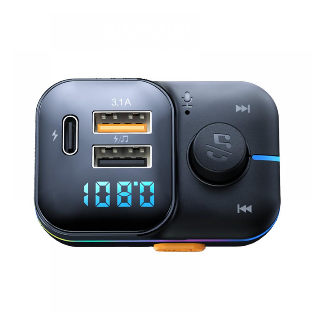 Car Fast Charge Bluetooth 5.0 FM Transmitter Dual USB Type C Player Music Handsfree with Color Aperture For IPhone Huawei Xiaomi